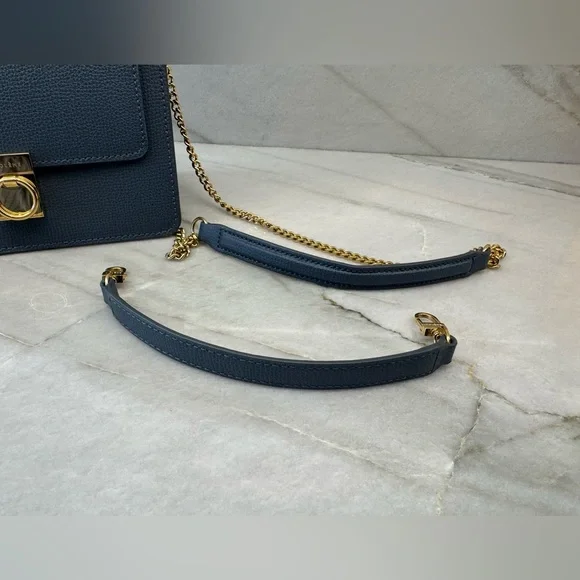 Polene Numero Sept Mini Handbag in Rare Blue Textured Leather - Picture 13 of 13